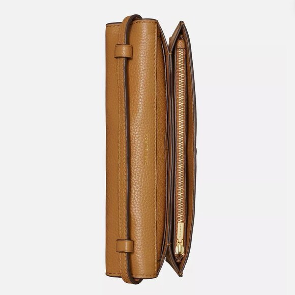 NWT【Tory Burch】McGraw Pebble Leather Wallet Crossbody Bag Tiramisu - Picture 12 of 13